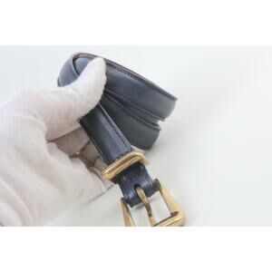 Vintage Coach Navy Blue Leather Classic Buckle Skinny Waist Belt Size L